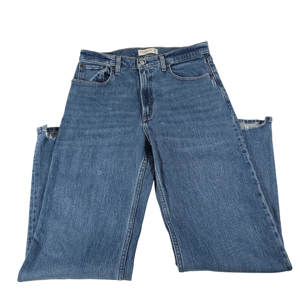 Abercrombie & Fitch The 90s Relaxed Jean High Rise Medium Wash Blue Denim 30 10R